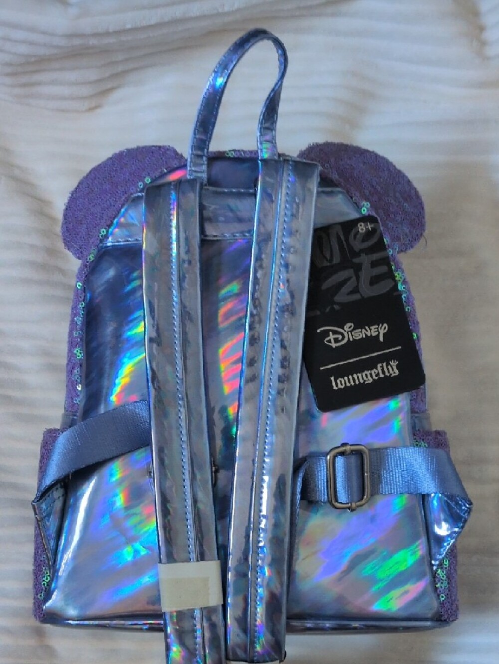Loungefly Purple Iridescent Sequin Minnie Mouse Backpack - Picture 3 of 3